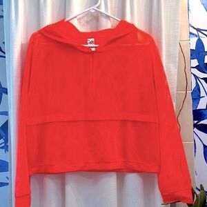 Women’s Soha Sport Orange Mesh Hooded Polyester & Spandex Swim Crop Top Size M